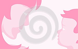 Mother with her baby stylized silhouettes on pink backgrounds for mother`s day greeting card