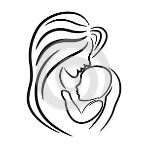 Mother and her baby symbol