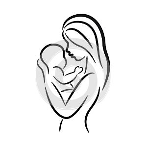 Mother and her baby symbol