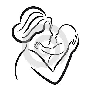Mother and her baby symbol