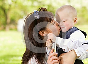 Mother with her child outdoors