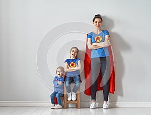 Family in Superhero costumes