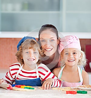 Mother with her Two Kids smiling