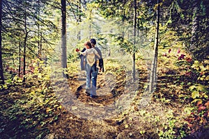 Mother Hiking with Baby - Retro, Faded