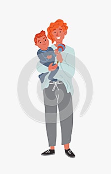 Mother holding a child with beanbag, family