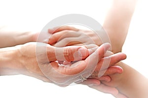 Mother holding a hands photo