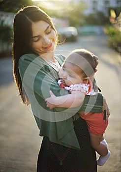 Mother holding her baby