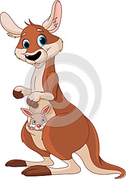 Kangaroo mom and baby