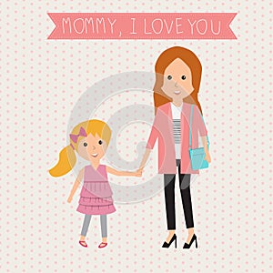 Mother and Kid daughter mommy I love you banner