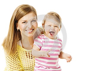 Mother and Kid Girl, Happy Mom with Baby Daughter, Infant Child