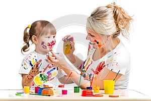 Mother and kid paint