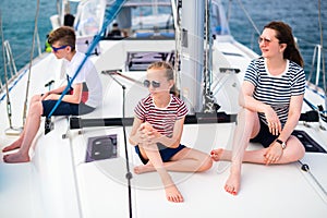 Family on board of sailing yacht