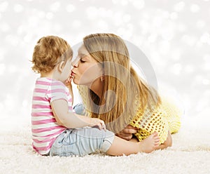 Mother Kissing Baby, Family Portrait, Mothers Kiss Little Kid