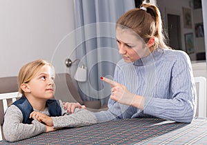 Mother lecturing her teenage daughter