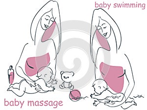 Mother makes baby massage