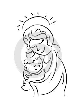 Mother marry with baby jesuss photo