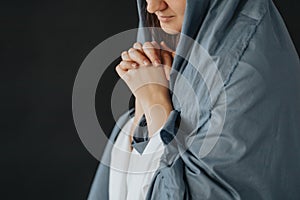 Mother Mary on a black background