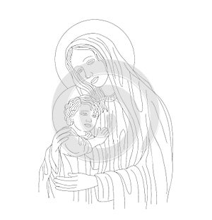 Mother Mary and Son Linr Art