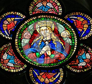 Mother Mary - Stained Glass in Leon Cathedral, Spain