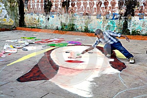 Mother merry street art at varanasi