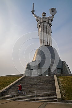 Mother Motherland monument - waman takes selfie