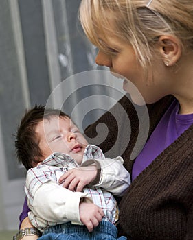 Mother and newborn baby