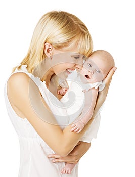 Mother And Newborn Baby, Happy Woman Holding New Born Daughter O