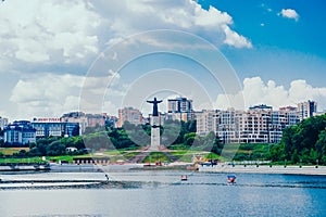 Mother Patroness Monument on the shore of the bay in Cheboksary, Russia.