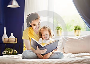 Mother reading a book