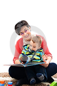 Mother reading a book