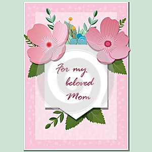 Mother s Day banner card with flowers