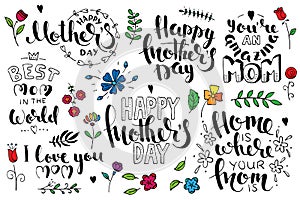 Mother`s day brush pen handwritten lettering set