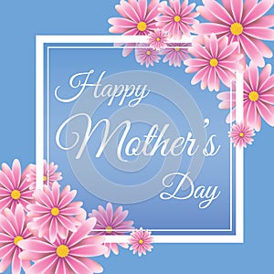 Mother`s day card on blue backround