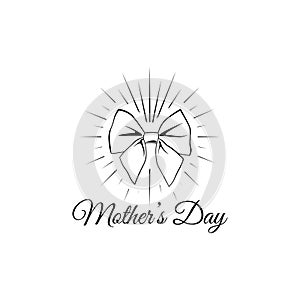 Mother s day card with bow in beams. Vector illustration.