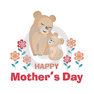 Mother`s day card with lions