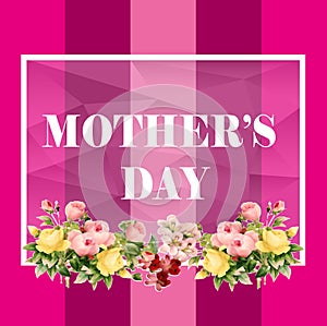 Mother`s day card, Pink color, Flower