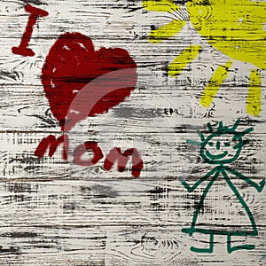 Mother`s day children`s drawing