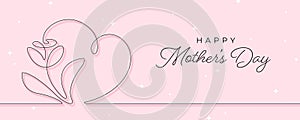 Mother\'s Day greeting card with heart and flower