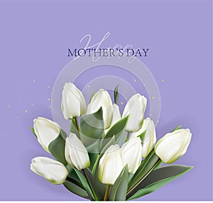 MOTHER`S DAY handwritten text with flowers. Template for poster, postcard, banner. BOUQUET FOR MOMMA`s day, ready to print