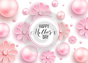 Mother`s day and hearts design elements. Vector illustration. Pink Background With pearls, Hearts.