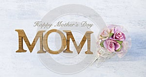 Mother\'s day with rose paper flower bouquet on white table background