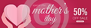 Mother's day sale banner design template. Mother's day sale special offer.