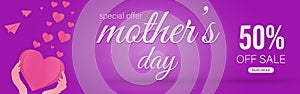 Mother's day sale banner design template. Mother's day sale special offer.