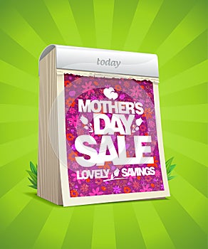 Mother`s day sale banner with tear-off calendar