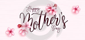 Mother`s day vector concept design. Happy mothers day text with pink feminine flowers element in texture background for mom parent