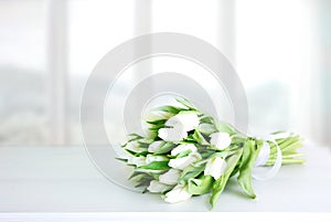 Mother`s day,wedding,white tulips bouquet backdrop