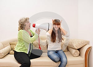 Mother shouting at doughter