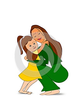 Mother smiling and hugging her doughter Stock Vector.Mother and Doughter Vector Image.