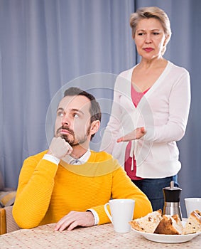 Mother and son arguing