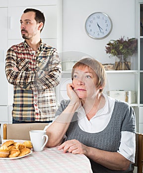 Mother and son arguing